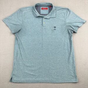 Bruno Milano Mens Polo Shirt Large‎ Blue Heathered Palm Tree Embroidered Casual
